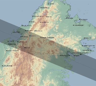 Map of the eclipse path across Malaysia on 05/29/2682