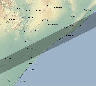 Map of the eclipse path across Somalia on 05/29/2682