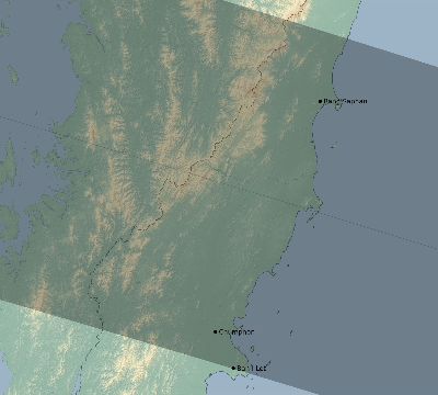 Map of the eclipse path across Thailand on 05/29/2682