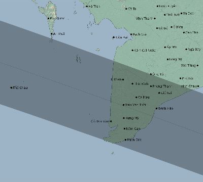 Map of the eclipse path across Vietnam on 05/29/2682