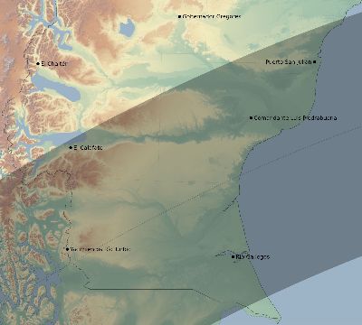Map of the eclipse path across Argentina on 05/18/2683