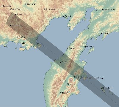 Map of the eclipse path across Russia on 11/10/2683