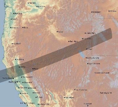 Map of the eclipse path across United States on 11/10/2683