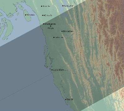 Map of the eclipse path across Bangladesh on 03/27/2685