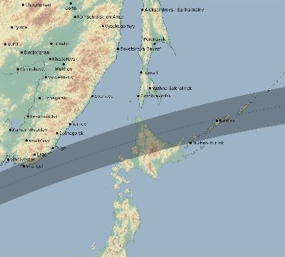 Map of the eclipse path across Russia on 03/27/2685