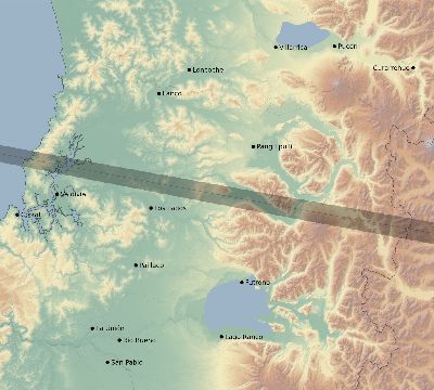 Map of the eclipse path across Chile on 09/20/2685