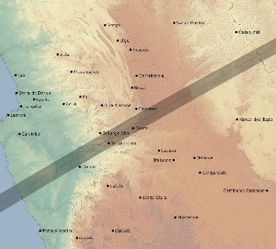 Map of the eclipse path across Angola on 03/16/2686