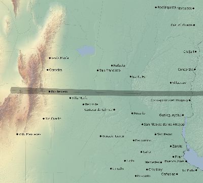 Map of the eclipse path across Argentina on 03/16/2686