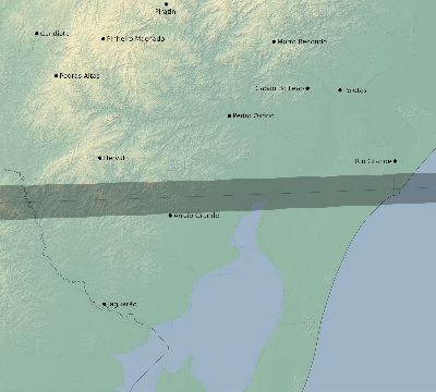 Map of the eclipse path across Brazil on 03/16/2686