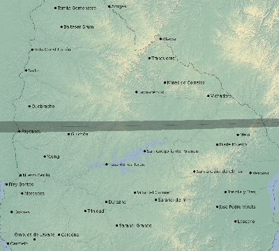 Map of the eclipse path across Uruguay on 03/16/2686
