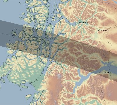 Map of the eclipse path across Chile on 07/19/2688