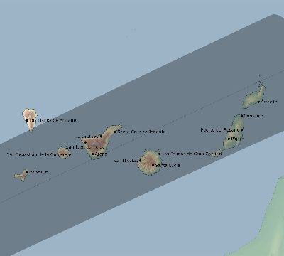 Map of the eclipse path across Spain on 01/13/2689