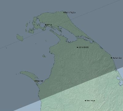 Map of the eclipse path across Sri Lanka on 07/09/2689