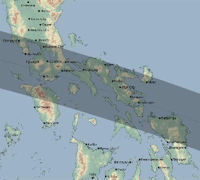 Map of the eclipse path across Philippines on 07/09/2689