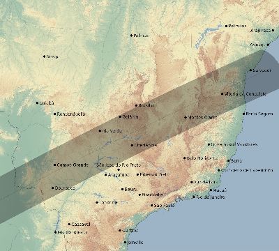 Map of the eclipse path across Brazil on 01/02/2690