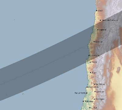 Map of the eclipse path across Chile on 01/02/2690