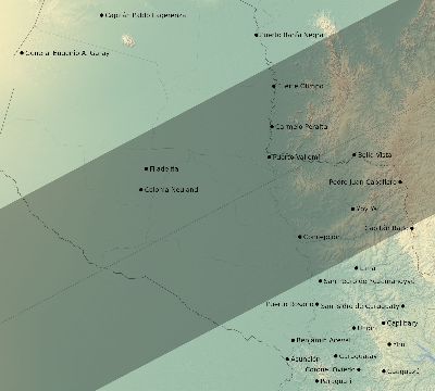 Map of the eclipse path across Paraguay on 01/02/2690