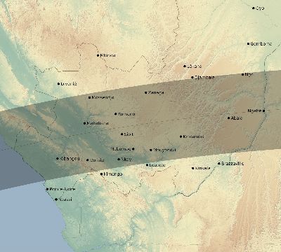 Map of the eclipse path across Republic of the Congo on 05/08/2692