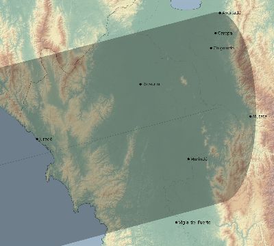 Map of the eclipse path across Colombia on 10/31/2692