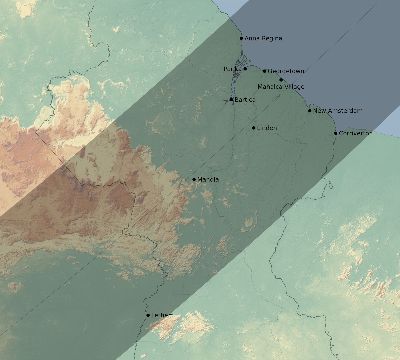 Map of the eclipse path across Guyana on 04/27/2693