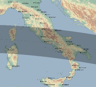 Map of the eclipse path across Italy on 04/27/2693