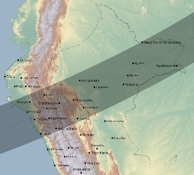 Map of the eclipse path across Peru on 04/27/2693