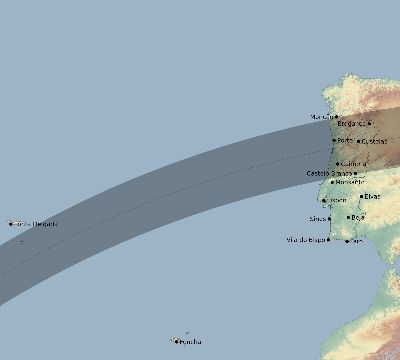 Map of the eclipse path across Portugal on 04/27/2693