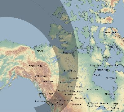 Map of the eclipse path across Canada on 04/16/2694