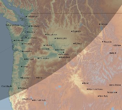 Map of the eclipse path across United States on 04/16/2694