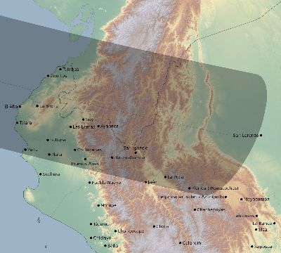 Map of the eclipse path across Peru on 08/19/2696