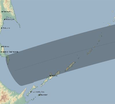 Map of the eclipse path across Russia on 08/19/2696