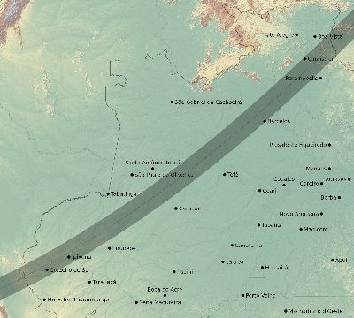 Map of the eclipse path across Brazil on 02/13/2697