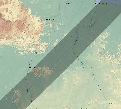 Map of the eclipse path across Guyana on 02/13/2697