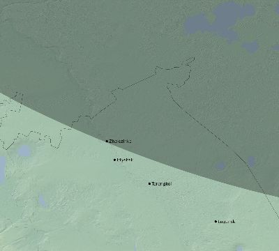 Map of the eclipse path across Kazakhstan on 02/03/2698