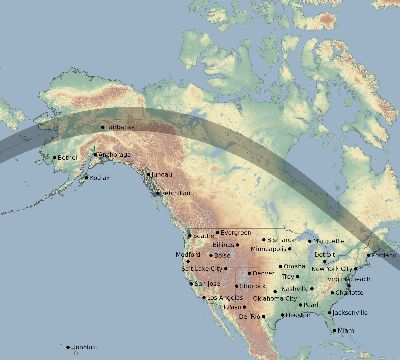 Map of the eclipse path across United States on 06/19/2699