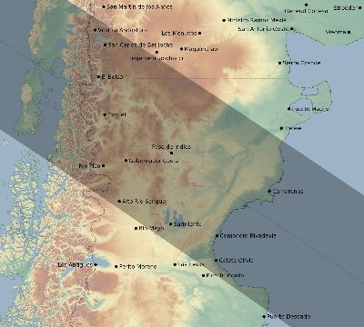 Map of the eclipse path across Argentina on 12/13/2699