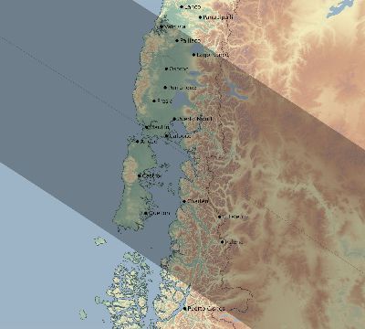 Map of the eclipse path across Chile on 12/13/2699