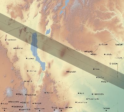 Map of the eclipse path across Kenya on 06/09/2700