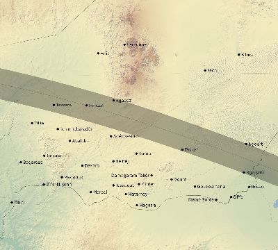Map of the eclipse path across Niger on 06/09/2700