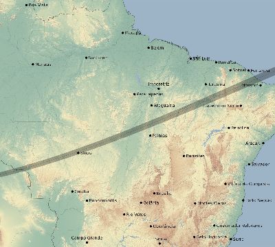 Map of the eclipse path across Brazil on 12/02/2700