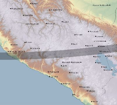 Map of the eclipse path across Peru on 12/02/2700