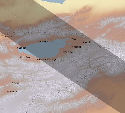 Map of the eclipse path across Kyrgyzstan on 11/22/2701