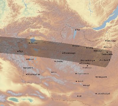 Map of the eclipse path across Mongolia on 04/08/2703