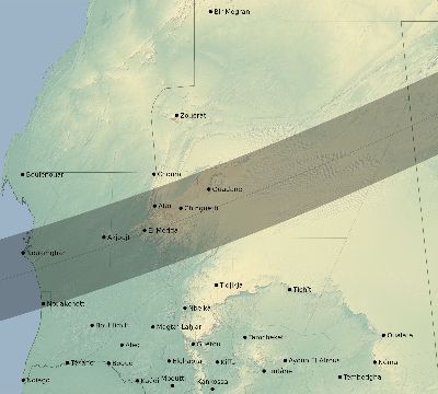 Map of the eclipse path across Mauritania on 04/08/2703