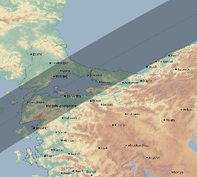 Map of the eclipse path across Turkey on 04/08/2703