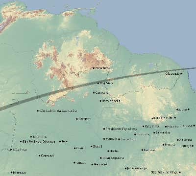 Map of the eclipse path across Brazil on 03/27/2704