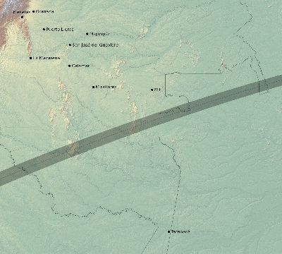 Map of the eclipse path across Colombia on 03/27/2704