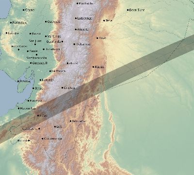 Map of the eclipse path across Ecuador on 03/27/2704
