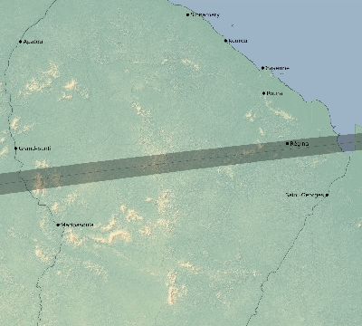 Map of the eclipse path across French Guiana on 03/27/2704