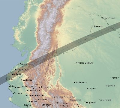 Map of the eclipse path across Peru on 03/27/2704